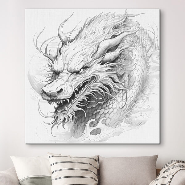 Tekening van een draak Canvas Schilderijen Tekening van een draak