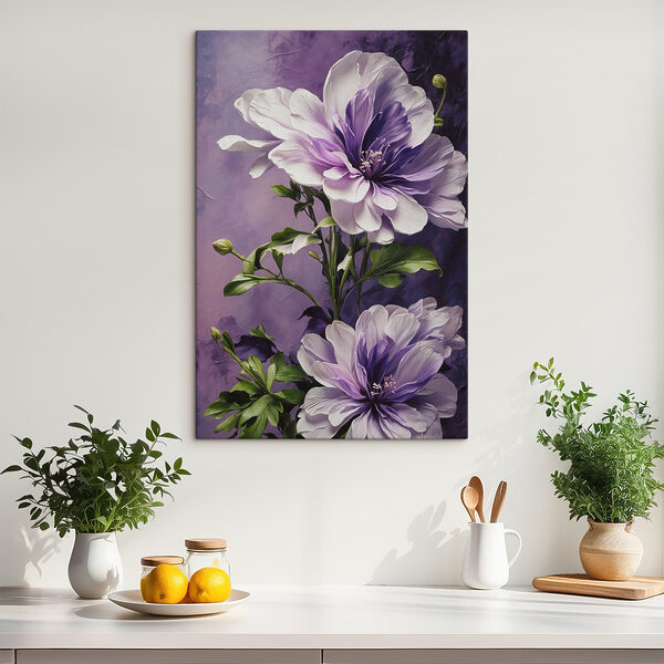 Elegante bloemen in paarse tinten Canvas Schilderijen Elegante bloemen in paarse tinten
