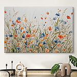 Canvas Schilderijen Schilderen van bloemen en gras
