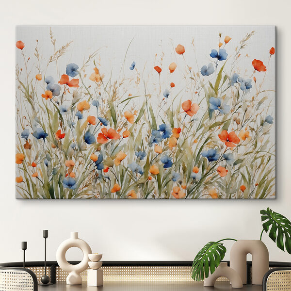 Schilderen van bloemen en gras Canvas Schilderijen Schilderen van bloemen en gras