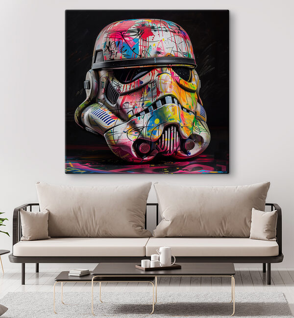 Kleurrijke stormtrooper helm Canvas Schilderijen Kleurrijke stormtrooper helm