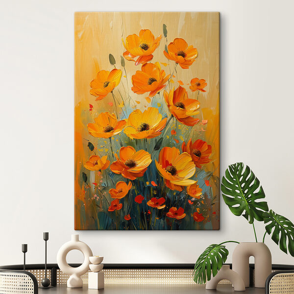 Schilderij van bloemen op een doek Canvas Schilderijen Schilderij van bloemen op een doek