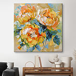 Canvas Schilderijen Schilderij van bloemen op een doek