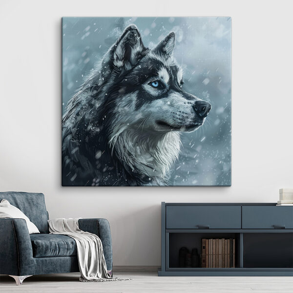Hond in de sneeuw Canvas Schilderijen Hond in de sneeuw