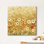 Canvas Schilderijen Schilderij van bloemen op een muur