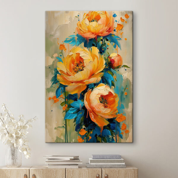 Schilderij van bloemen op een doek Canvas Schilderijen Schilderij van bloemen op een doek