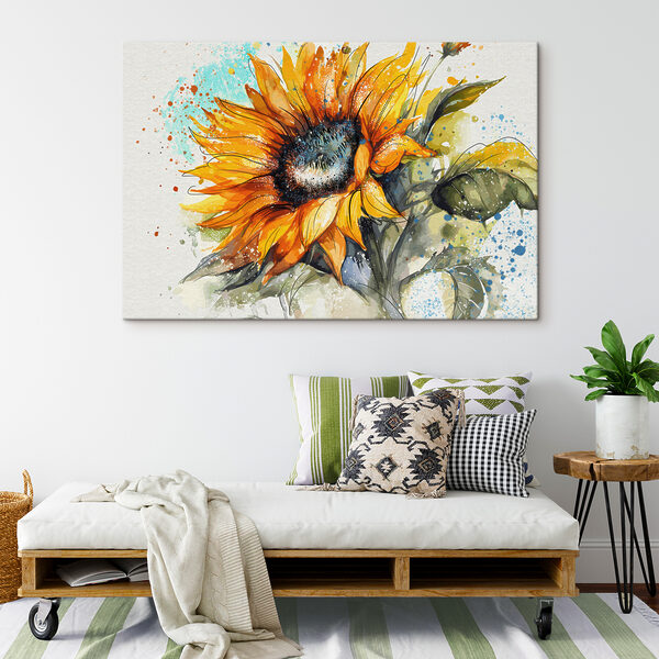 Schilderij van een zonnebloem Canvas Schilderijen Schilderij van een zonnebloem