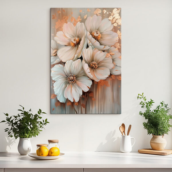 Elegante bloesems in glinsterende tinten Canvas Schilderijen Elegante bloesems in glinsterende tinten