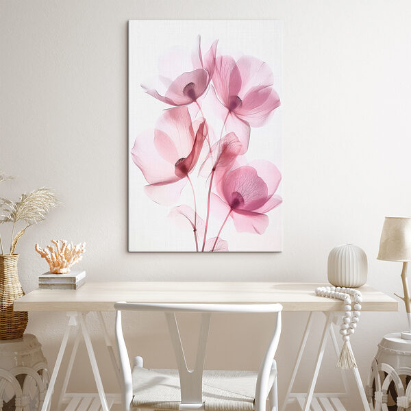 Groep roze bloemen Canvas Schilderijen Groep roze bloemen