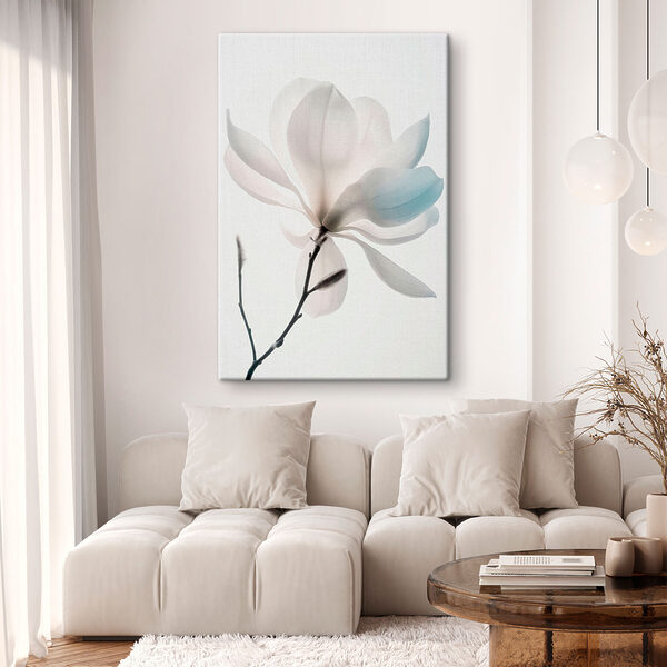 Witte bloem met bladeren Canvas Schilderijen Witte bloem met bladeren