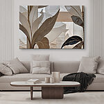 Canvas Schilderijen Abstracte bladeren in metallic tinten.