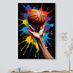 Canvas Schilderijen Hand die een basketbal vasthoudt