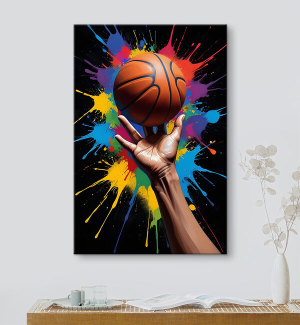 Hand die een basketbal vasthoudt Canvas Schilderijen Hand die een basketbal vasthoudt