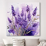 Canvas Schilderijen Schilderij van paarse bloemen