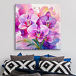 Canvas Schilderijen Schilderij van paarse bloemen