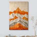 Canvas Schilderijen Schilderij van bergen in oranje en wit