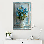 Canvas Schilderijen Vaas met blauwe bloemen
