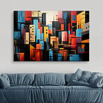 Canvas Schilderijen Schilderij van een stad