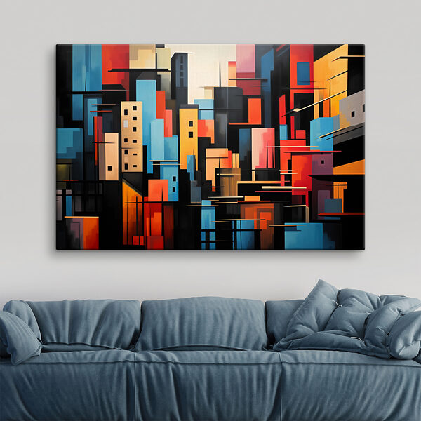 Schilderij van een stad Canvas Schilderijen Schilderij van een stad