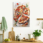 Canvas Schilderijen Aquarel van een pizza