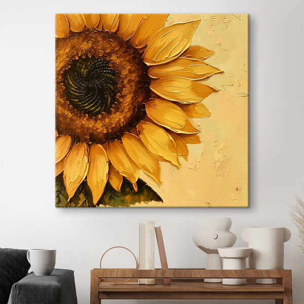 Schilderij van een zonnebloem Canvas Schilderijen Schilderij van een zonnebloem