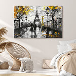 Canvas Schilderijen Parijs in monochroom en spetters.