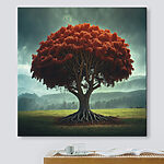 Canvas Schilderijen Boom met rode bladeren