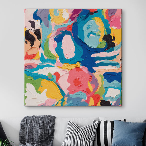 Kleurrijk schilderij van bloemen Canvas Schilderijen Kleurrijk schilderij van bloemen