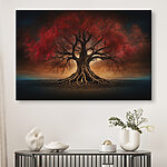 Canvas Schilderijen Boom met rode bladeren