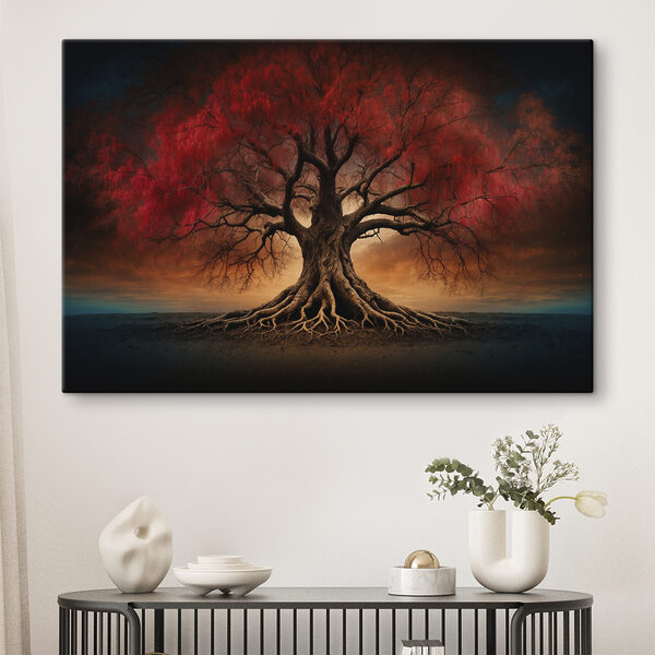 Boom met rode bladeren Canvas Schilderijen Boom met rode bladeren