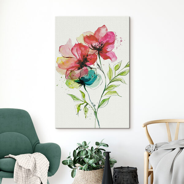 Schilderij van bloemen en bladeren Canvas Schilderijen Schilderij van bloemen en bladeren