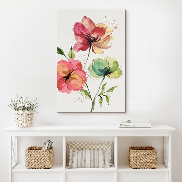 Aquarel van bloemen Canvas Schilderijen Aquarel van bloemen