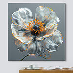 Canvas Schilderijen Glazen bloem met geel hart