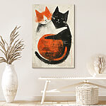 Canvas Schilderijen Twee katten knuffelen elkaar