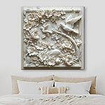 Canvas Schilderijen Wit beeld van vogels en bloemen