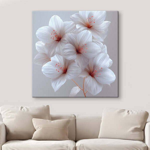 Groep witte bloemen Canvas Schilderijen Groep witte bloemen
