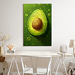Canvas Schilderijen Avocado Helft met Schitterende Druppels