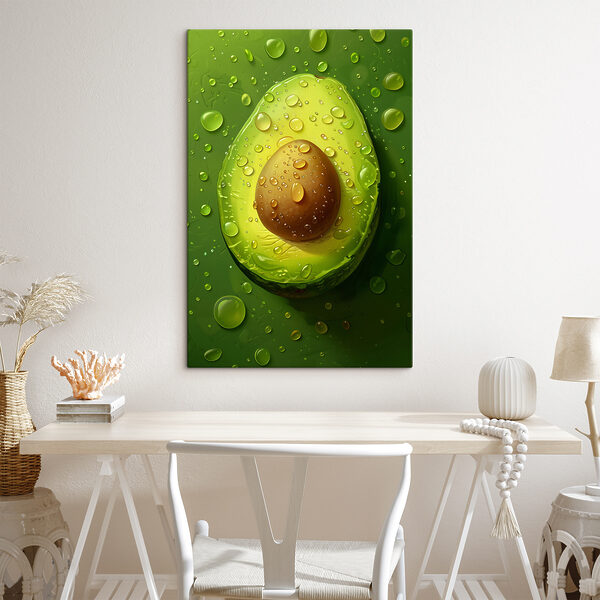 Avocado Helft met Schitterende Druppels Canvas Schilderijen Avocado Helft met Schitterende Druppels