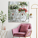 Canvas Schilderijen Fiets met bloemen in manden