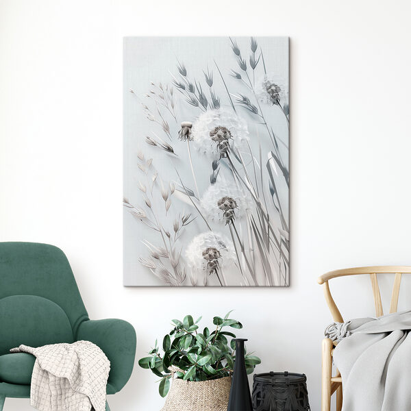 Etherische paardenbloemen in monochrome tinten Canvas Schilderijen Etherische paardenbloemen in monochrome tinten