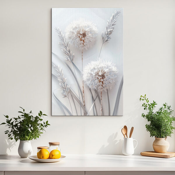 Witte bloem met witte bladeren Canvas Schilderijen Witte bloem met witte bladeren