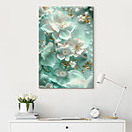 Canvas Schilderijen Aqua bloesems glinsteren in elegantie.