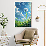 Canvas Schilderijen Paardenbloem in de lucht