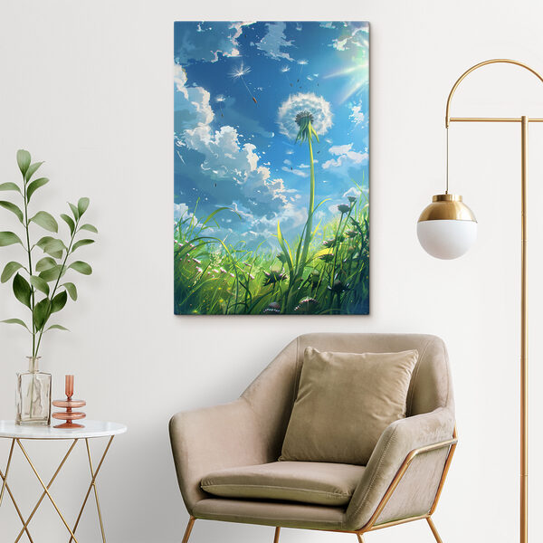 Paardenbloem in de lucht Canvas Schilderijen Paardenbloem in de lucht