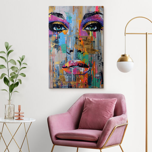 Schilderij van een vrouw’s gezicht Canvas Schilderijen Schilderij van een vrouw’s gezicht