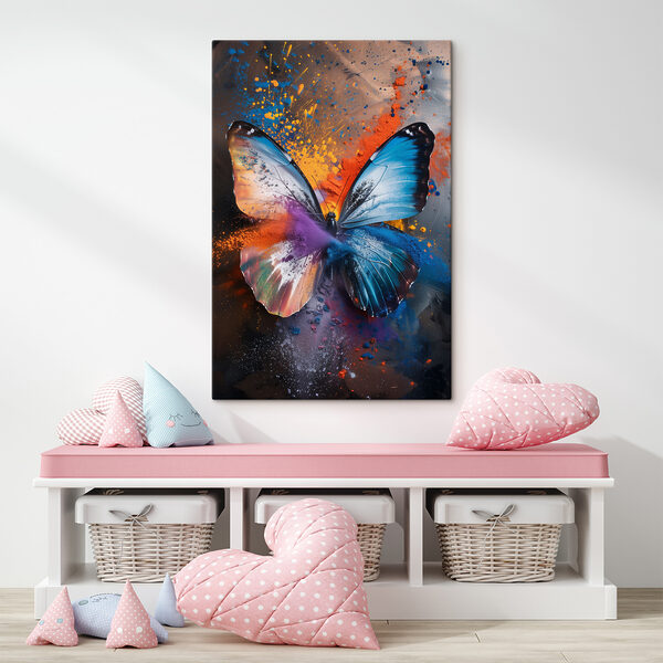 Vlinder met kleurrijk poeder Canvas Schilderijen Vlinder met kleurrijk poeder