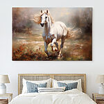 Canvas Schilderijen Wit paard in een veld