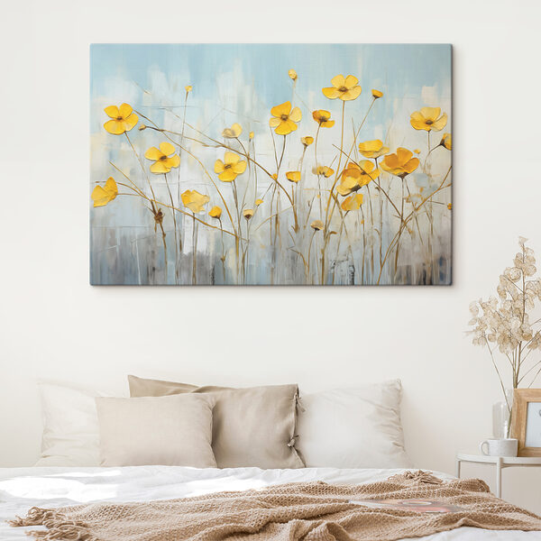 Schilderij van gele bloemen Canvas Schilderijen Schilderij van gele bloemen