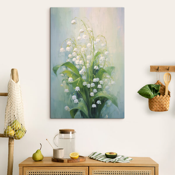 Schilderij van een bos witte bloemen Canvas Schilderijen Schilderij van een bos witte bloemen