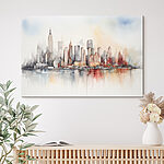 Canvas Schilderijen Aquarel van een stad